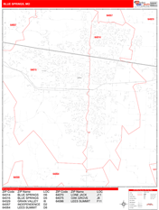 Blue Springs Digital Map Red Line Style